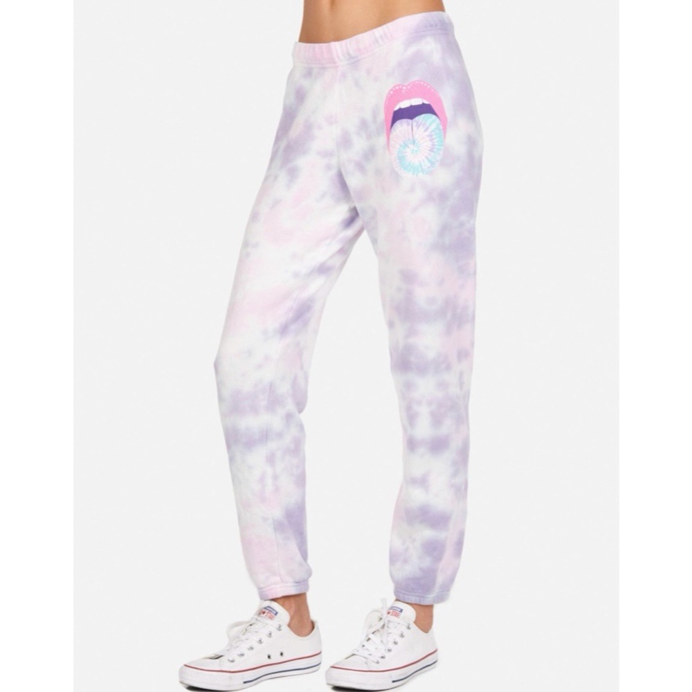 Lauren Moshi Brynn Pastel Tie Dye Tongue Sweatpants Small NWT
